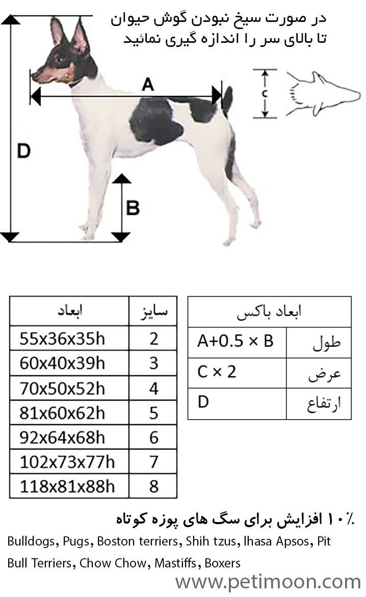 سایز باکس پرواز پت سایز باکس پرواز پت
